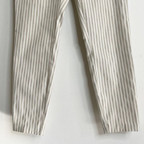 Nanette Lepore Women's Skinny Ankle Pants Size 4 Striped White & Beige Stretch - Picture 5 of 7